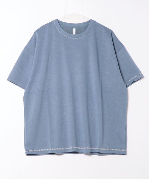 THISIS(ディスイズ)の「ビッグシルエット ダンボールニット ステッチング クルー Tシャツ レディース(Tシャツ/カットソー・レディース・ホワイト/サックスブルー/ブラック・X-LARGE/LARGE/MEDIUM)」の6枚目の写真