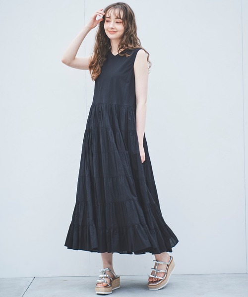 セール】【MADE IN INDIA】キャンブリックティアードワンピース 