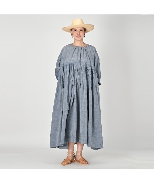 45R(フォーティファイブアール)の「藍ダンガリーインドカディのプリーツドレス(ワンピース・レディース・インディゴブルー・FREE)」の10枚目の写真