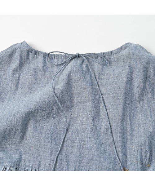 45R(フォーティファイブアール)の「藍ダンガリーインドカディのプリーツドレス(ワンピース・レディース・インディゴブルー・FREE)」の7枚目の写真