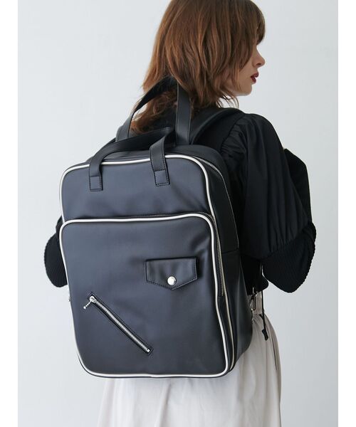 jouetie（ジュエティ）の「パイピングレザーバックパック（バックパック/リュック・レディース・ブラック/グリーン・FREE）」の5枚目の写真