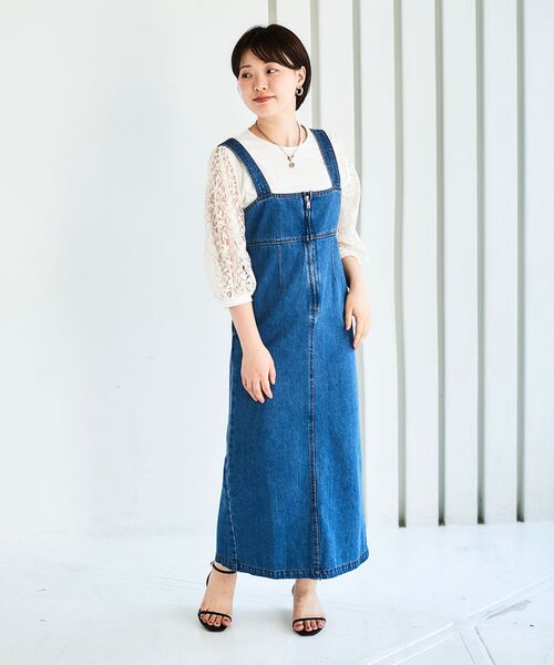 le.coeur blanc(ルクールブラン)の「フロントジップデニムジャンスカ(ジャンパースカート・レディース・ネイビー/ブルー・38)」の21枚目の写真