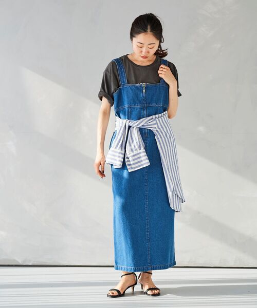 le.coeur blanc(ルクールブラン)の「フロントジップデニムジャンスカ(ジャンパースカート・レディース・ネイビー/ブルー・38)」の19枚目の写真