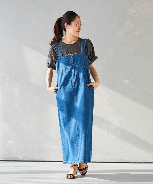 le.coeur blanc(ルクールブラン)の「フロントジップデニムジャンスカ(ジャンパースカート・レディース・ネイビー/ブルー・38)」の17枚目の写真