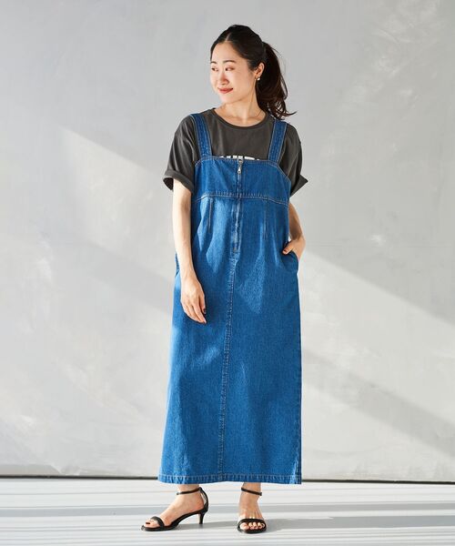 le.coeur blanc(ルクールブラン)の「フロントジップデニムジャンスカ(ジャンパースカート・レディース・ネイビー/ブルー・38)」の16枚目の写真