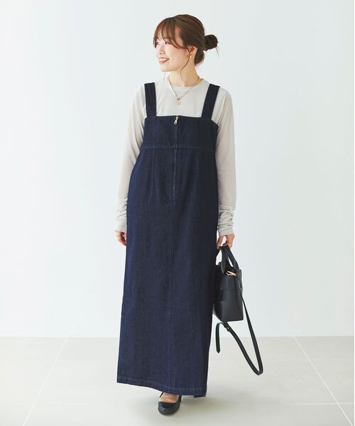 le.coeur blanc(ルクールブラン)の「フロントジップデニムジャンスカ(ジャンパースカート・レディース・ネイビー/ブルー・38)」の9枚目の写真
