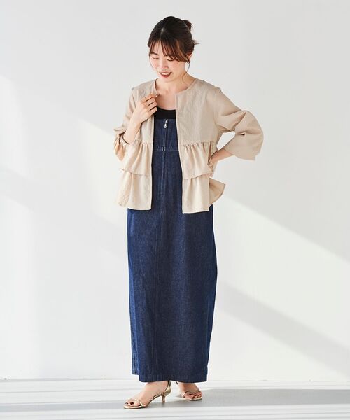 le.coeur blanc(ルクールブラン)の「フロントジップデニムジャンスカ(ジャンパースカート・レディース・ネイビー/ブルー・38)」の5枚目の写真