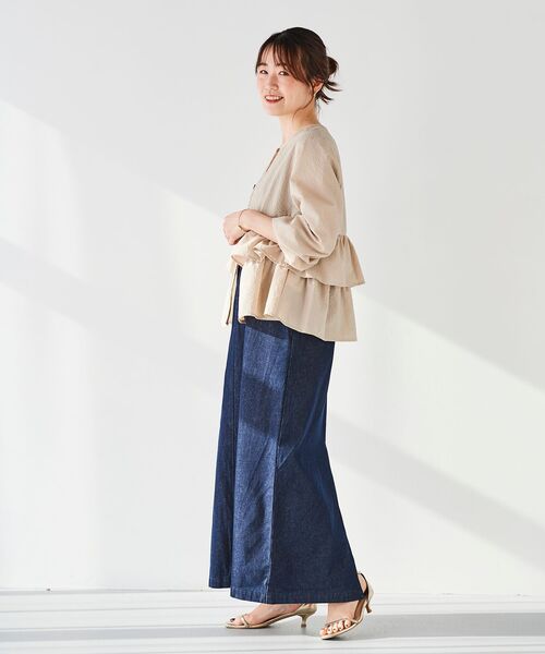 le.coeur blanc(ルクールブラン)の「フロントジップデニムジャンスカ(ジャンパースカート・レディース・ネイビー/ブルー・38)」の4枚目の写真