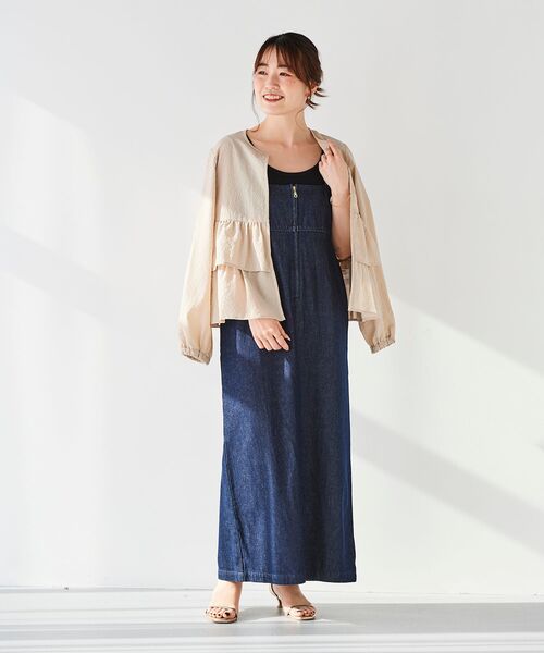 le.coeur blanc(ルクールブラン)の「フロントジップデニムジャンスカ(ジャンパースカート・レディース・ネイビー/ブルー・38)」の3枚目の写真