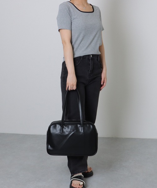 Lace Ladies（レースレディース）の「ソリッドカラー シンプル ボストン バッグ（ボストンバッグ・レディース・ブラック/アイボリー/イエロー・FREE）」の9枚目の写真