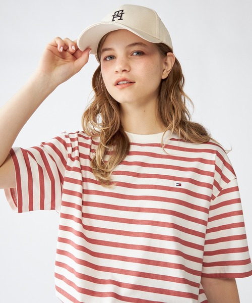 トミー ヒルフィガー TJMボールドボーダーリンガーネックTシャツ セール】モダンレギュラーボーダークルーネックTシャツ（Tシャツ