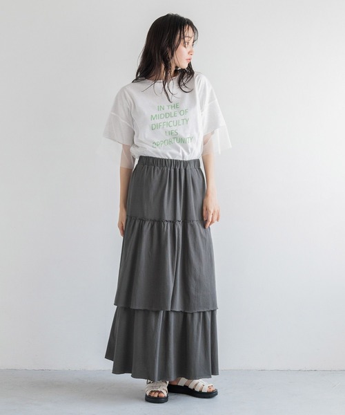 LOWRYS FARM（ローリーズファーム）の「カットティアードスカート 130832（スカート・レディース・アイボリー/グレー/チャコールグレー・FREE）」の13枚目の写真