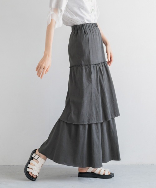 LOWRYS FARM（ローリーズファーム）の「カットティアードスカート 130832（スカート・レディース・アイボリー/グレー/チャコールグレー・FREE）」の11枚目の写真