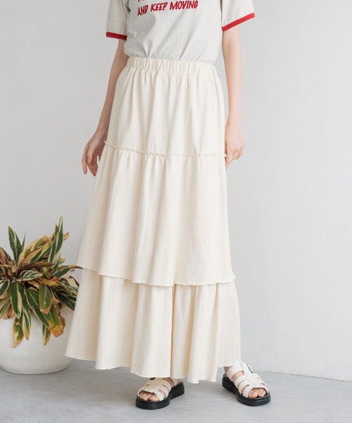 LOWRYS FARM（ローリーズファーム）の「カットティアードスカート 130832（スカート・レディース・アイボリー/グレー/チャコールグレー・FREE）」の6枚目の写真