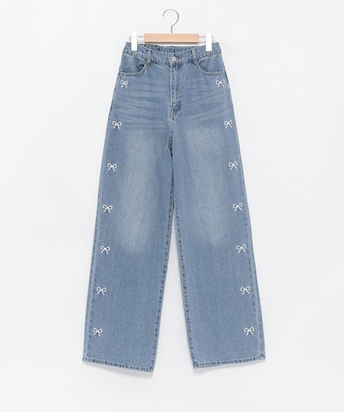 LOVETOXIC(ラブトキシック)の「リボン刺しゅうワイドパンツ(その他パンツ・キッズ・ブルー/グレー・S/M/L)」の11枚目の写真