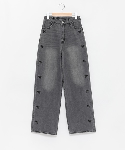 LOVETOXIC(ラブトキシック)の「リボン刺しゅうワイドパンツ(その他パンツ・キッズ・ブルー/グレー・S/M/L)」の12枚目の写真