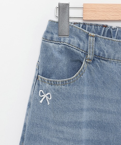 LOVETOXIC(ラブトキシック)の「リボン刺しゅうワイドパンツ(その他パンツ・キッズ・ブルー/グレー・S/M/L)」の7枚目の写真