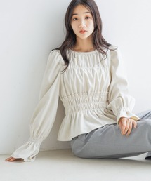 LOWRYS FARM | 2WAYシャーリングブラウスロングスリーブ 116627(シャツ/ブラウス)