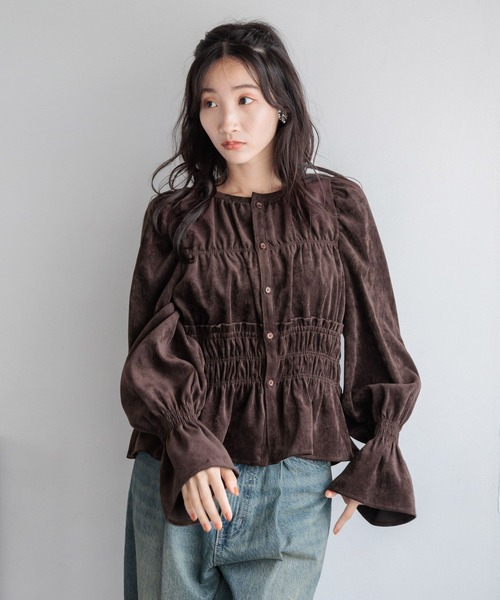 セール】2WAYシャーリングブラウスロングスリーブ 116627（シャツ