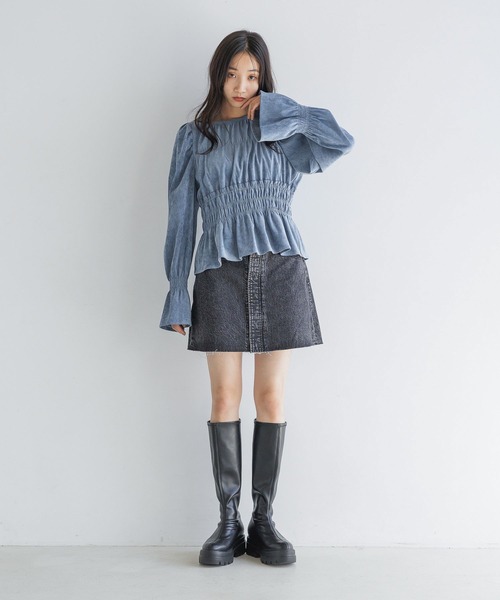 □リヒャルトクルム工房？□１２cm□ セール】2WAYシャーリングブラウスロングスリーブ 116627