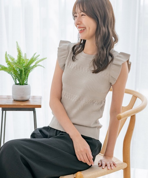 Jayro(ジャイロ)の「パネルリブノースリプルオーバー(Tシャツ/カットソー・レディース・グリーン/ブラック/グレー系その他/ホワイト系その他・M)」の4枚目の写真