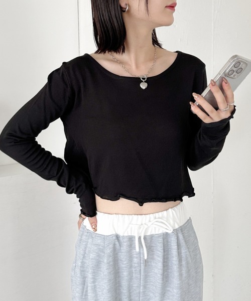 セール】メローデザインクロップドトップス（Tシャツ/カットソー 
