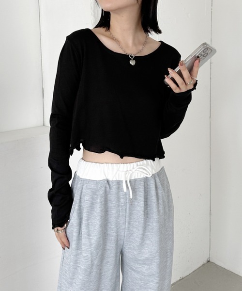 CLEA(クレア)の「メローデザインクロップドトップス(Tシャツ/カットソー・レディース・ホワイト/グレー/ブラック・FREE)」の15枚目の写真