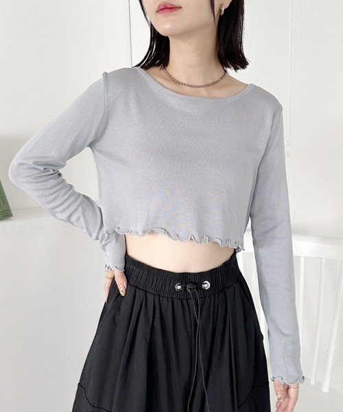 CLEA(クレア)の「メローデザインクロップドトップス(Tシャツ/カットソー・レディース・ホワイト/グレー/ブラック・FREE)」の19枚目の写真
