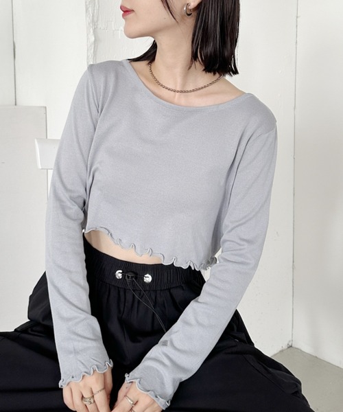 CLEA(クレア)の「メローデザインクロップドトップス(Tシャツ/カットソー・レディース・ホワイト/グレー/ブラック・FREE)」の21枚目の写真