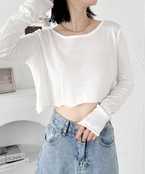 CLEA(クレア)の「メローデザインクロップドトップス(Tシャツ/カットソー・レディース・ホワイト/グレー/ブラック・FREE)」の6枚目の写真