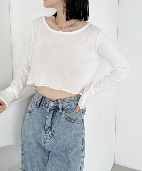 CLEA(クレア)の「メローデザインクロップドトップス(Tシャツ/カットソー・レディース・ホワイト/グレー/ブラック・FREE)」の8枚目の写真
