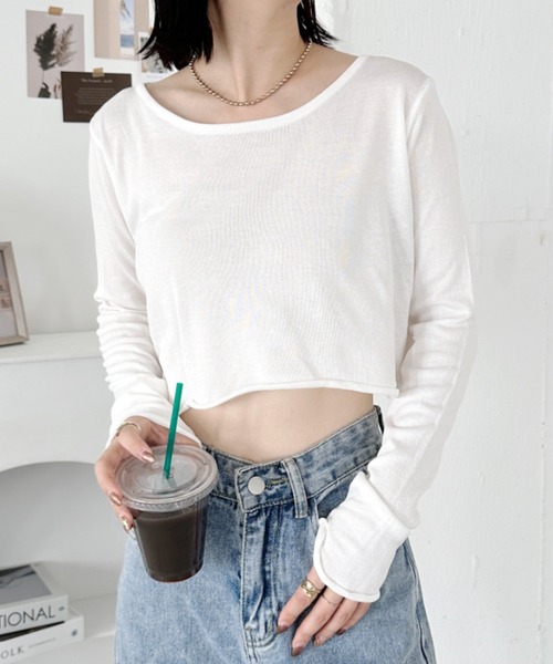 CLEA(クレア)の「メローデザインクロップドトップス(Tシャツ/カットソー・レディース・ホワイト/グレー/ブラック・FREE)」の5枚目の写真