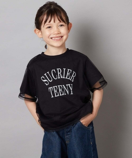 a.v.v（アーヴェヴェ）の「[140-150]チュールレイヤードTシャツ（Tシャツ/カットソー・キッズ・ブラック/ダークインディゴブルー・140/150）」の4枚目の写真