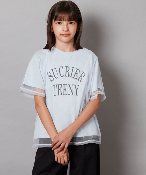 a.v.v（アーヴェヴェ）の「[140-150]チュールレイヤードTシャツ（Tシャツ/カットソー・キッズ・ブラック/ダークインディゴブルー・140/150）」の15枚目の写真