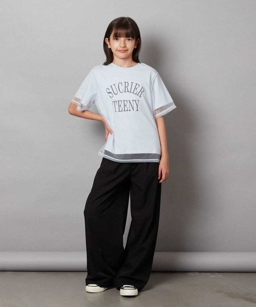 a.v.v（アーヴェヴェ）の「[140-150]チュールレイヤードTシャツ（Tシャツ/カットソー・キッズ・ブラック/ダークインディゴブルー・140/150）」の17枚目の写真