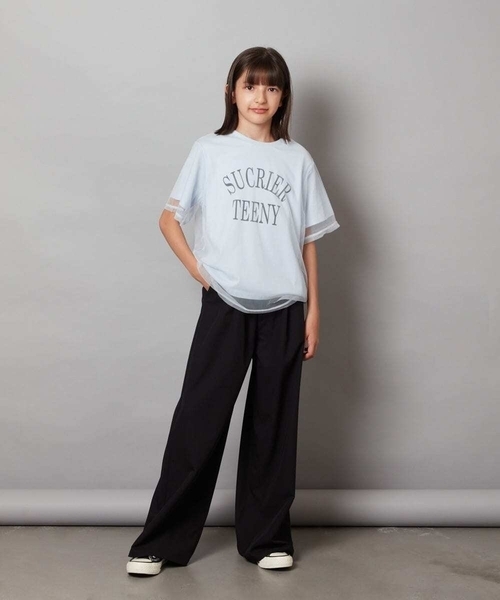 a.v.v（アーヴェヴェ）の「[140-150]チュールレイヤードTシャツ（Tシャツ/カットソー・キッズ・ブラック/ダークインディゴブルー・140/150）」の20枚目の写真