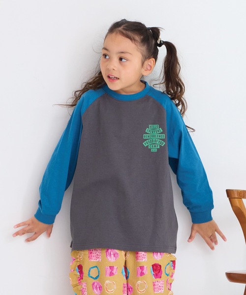 Life Support Products（ライフサポートプロダクツ）の「前後プリントラグランロンティー（Tシャツ/カットソー・キッズ・オフホワイト/杢グレー/ベージュ/チャコール・90/95/100/110/120/130/140/150/80）」の3枚目の写真