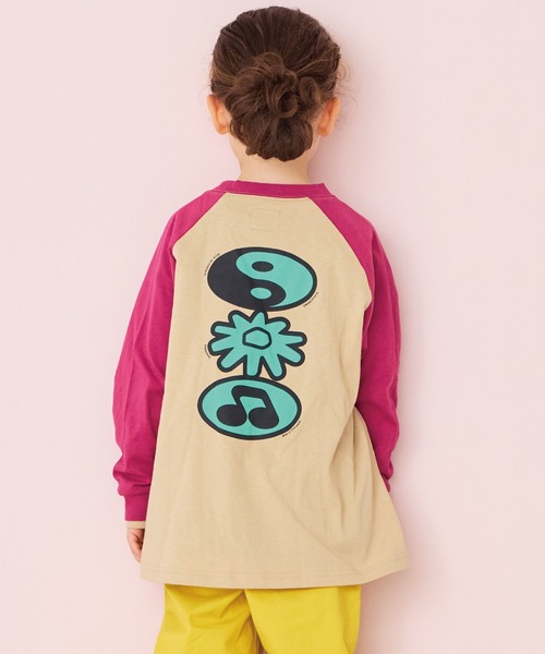 Life Support Products（ライフサポートプロダクツ）の「前後プリントラグランロンティー（Tシャツ/カットソー・キッズ・オフホワイト/杢グレー/ベージュ/チャコール・90/95/100/110/120/130/140/150/80）」の5枚目の写真