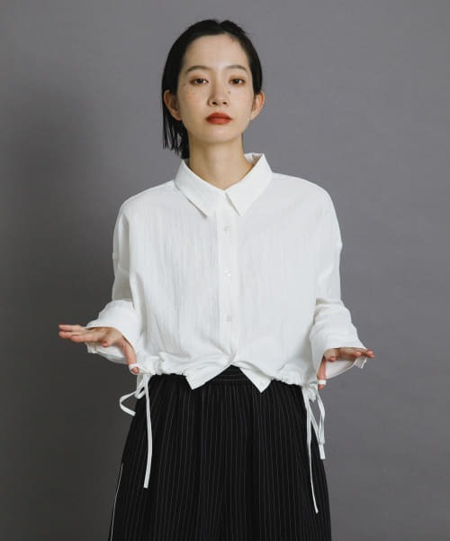 KBF（ケイビーエフ）の「ヘムドロストシャツ（シャツ/ブラウス・レディース・オフホワイト/ブルー系その他/ダークブラウン/レッド系その他・ONE）」の5枚目の写真