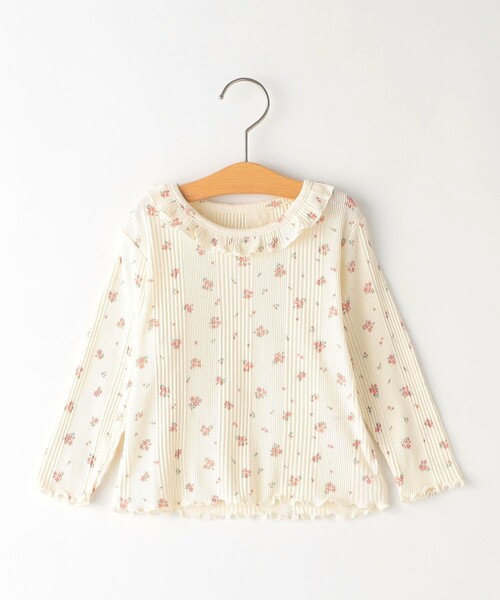 SHIPS（シップス）の「SHIPS KIDS:80～90cm / フラワー テキスタイル 長袖 TEE（Tシャツ/カットソー・キッズ・オフホワイト/ピンク・90/80）」の2枚目の写真