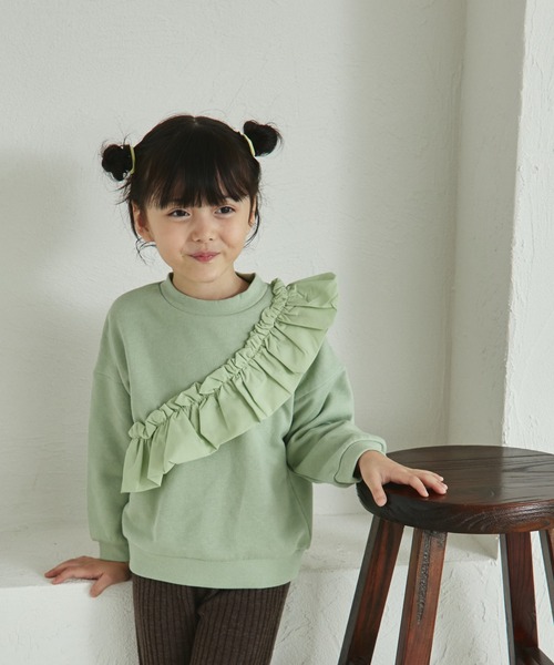 pairmanon（ペアマノン）の「裏毛 選べるデザイン アソート ガールズトレーナー（スウェット・キッズ・ホワイト系その他2/ブラック/ピンク系その他/ブラウン系その他/ベージュ系その他/パープル系その他/ホワイト系その他/ピンク系その他2/ブルー系その他/グリーン系その他/ベージュ/ライトグリーン・130/150/100/110/90/140/120）」の7枚目の写真