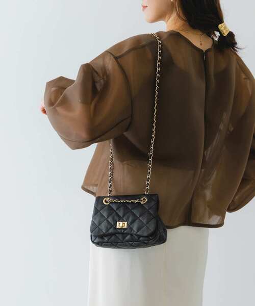 RODE SKO（ロデスコ）の「ヴィンテージライクキルティングチェーンバッグ（ショルダーバッグ・レディース・ブラック/ブラウン・ONE）」の7枚目の写真