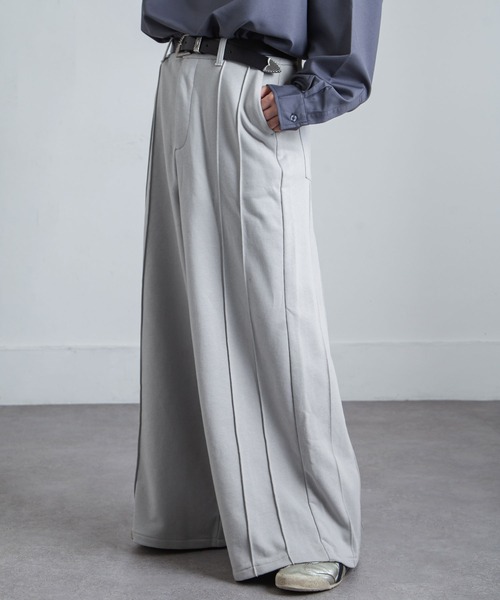 NILWAY（ニルウェイ）の「袴シルエット ピンタック スラックス スウェット（スウェットパンツ・メンズ・ライトグレー/ブラック/カーキ/グレー・SMALL/MEDIUM/LARGE）」の3枚目の写真