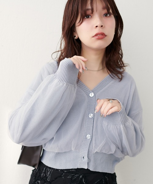 natural couture(ナチュラルクチュール)の「ふんわりチュール重ねカーデ(カーディガン/ボレロ・レディース・ブラウン/ピンクベージュ/サックスブルー/アイボリー/ブラック・FREE)」の13枚目の写真