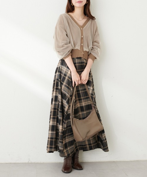 natural couture(ナチュラルクチュール)の「ふんわりチュール重ねカーデ(カーディガン/ボレロ・レディース・ブラウン/ピンクベージュ/サックスブルー/アイボリー/ブラック・FREE)」の9枚目の写真