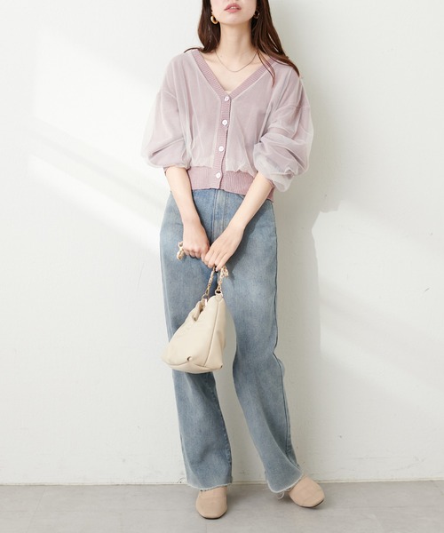 natural couture(ナチュラルクチュール)の「ふんわりチュール重ねカーデ(カーディガン/ボレロ・レディース・ブラウン/ピンクベージュ/サックスブルー/アイボリー/ブラック・FREE)」の19枚目の写真