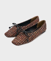 【美品】PIPPICHIC ピッピシック　フラットシューズ　スクエアトゥ　小紋柄 PIPPICHIC バレエシューズ パンプス 「PIPPICHIC/ピッピシック