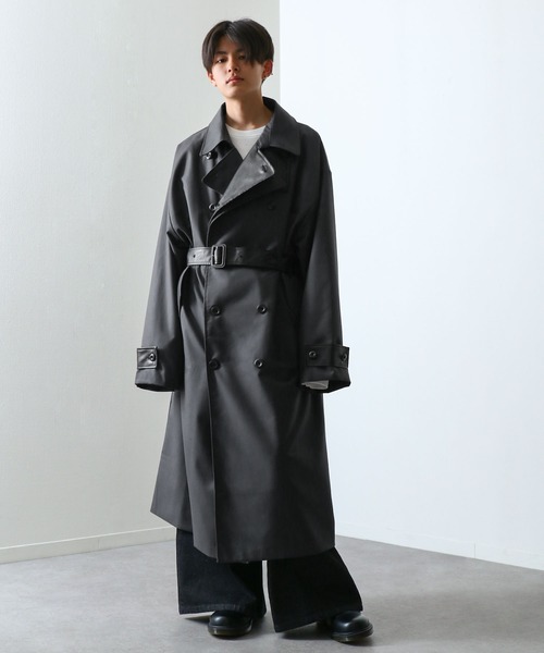 TOGA VIRILIS レザー切り替えトレンチコート TOGA VIRILIS(トーガ ビリリース)のStretch kersey coatの通販