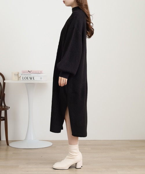 セール】myke ケーブル編みニット ハイネックワンピース（ワンピース