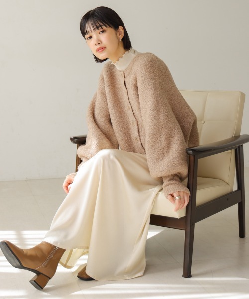 Bou Jeloud（ブージュルード）の「ラメ混ショート丈ラグランニットカーディガン（カーディガン/ボレロ・レディース・ベージュ/モカ/グリーン/チャコールグレー・FREE）」の16枚目の写真